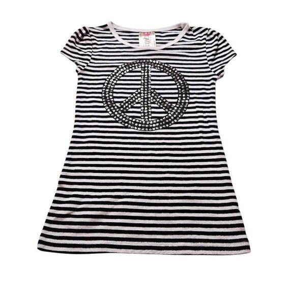 Beautees stripped peace sign shirt M - Picture 1 of 4